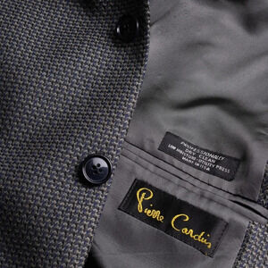 Vintage Pierre Cardin Size 44 Tweed Blazer Gray Blue Classic Dapper 70s